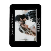 Moderne Minimalistische Schwarz-weiße Hochzeit Magnet (Vertikal)