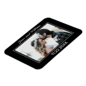 Moderne Minimalistische Schwarz-weiße Hochzeit Magnet (Linke Seite)