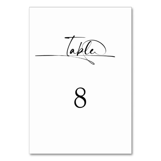 Moderne Minimalistische Schwarz-weiße Hochzeit Tischnummer (Rückseite)