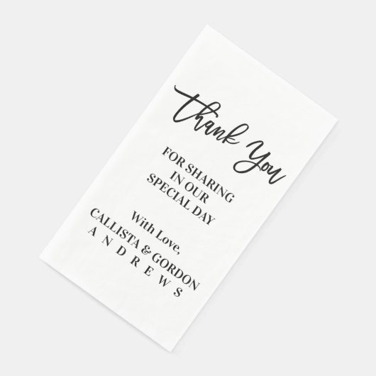 Moderne Minimalistische Schwarz-weiße Hochzeit Vie Serviette (Ecke)