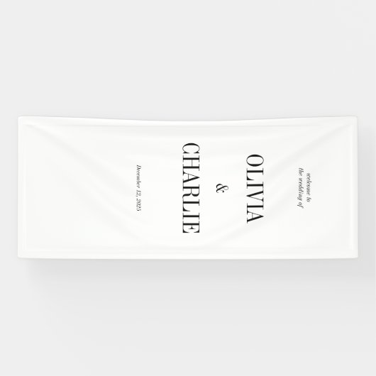 Moderne Minimalistische Schwarz-Weiße Hochzeits Be Banner (Horizontal)