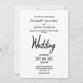 Moderne Minimalistische Schwarz-weiße Hochzeitsein Einladung (Vorderseite)