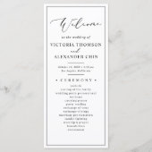 Moderne Minimalistische Schwarz-weiße Hochzeitspro Programm (Vorderseite)