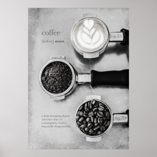 Moderne Minimalistische Schwarz-weiße Kaffeekunst Poster (Vorne)