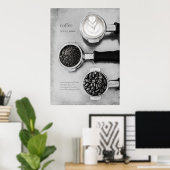 Moderne Minimalistische Schwarz-weiße Kaffeekunst Poster (Heimbüro)
