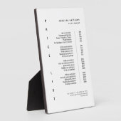 Moderne Minimalistische Schwarz-weiße Salonpreisli Fotoplatte (Seite)