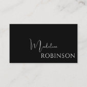 Moderne Minimalistische Schwarz-weiße Script-Visit Visitenkarte (Vorderseite)