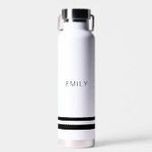 Moderne Minimalistische Schwarz-weiße Streifen Trinkflasche (Vorne)