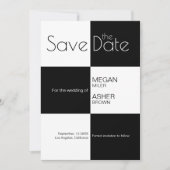 Moderne Minimalistische Schwarz-weiße TIles Save The Date (Vorderseite)