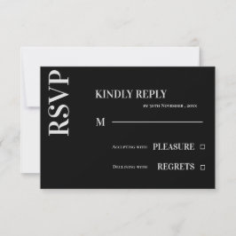 Moderne Minimalistische Schwarz-weiße Typografie-H RSVP Karte