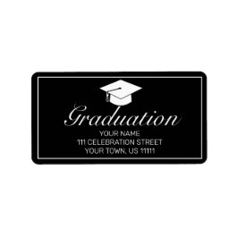 Moderne Minimalistische Schwarze Abschluss Einladu Adressaufkleber