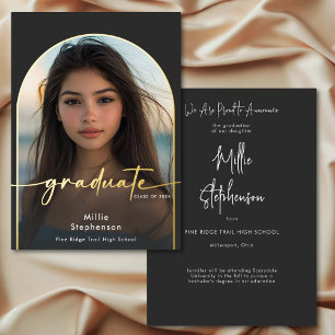 Moderne Minimalistische Schwarze Folien-Abschlussa Folieneinladung