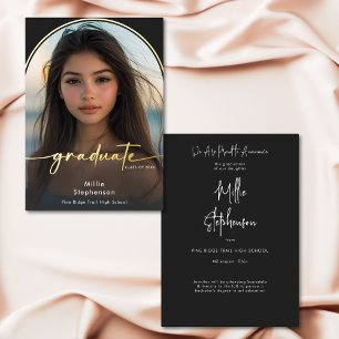 Moderne Minimalistische Schwarze Folien-Abschlussa Folieneinladung