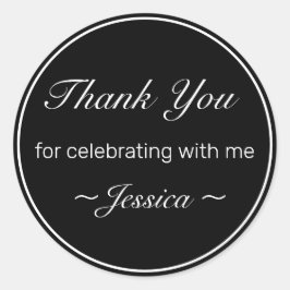 Moderne Minimalistische Schwarze Geburtstagsgeschi Runder Aufkleber