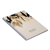 Moderne Minimalistische Schwarze Gold-Blütenspiral Notizblock (Rechte Seite)