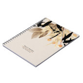 Moderne Minimalistische Schwarze Gold-Blütenspiral Notizblock (Linke Seite)