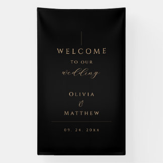 Moderne minimalistische schwarze goldene Hochzeits Banner