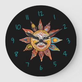 Moderne Minimalistische schwarze Himmelssonne Große Wanduhr