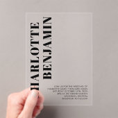 Moderne Minimalistische Schwarze Hochzeit Acryleinladungen (Insitu (Handheld))