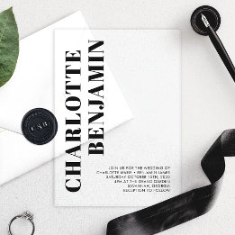 Moderne Minimalistische Schwarze Hochzeit Acryleinladungen