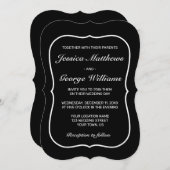 Moderne Minimalistische Schwarze Hochzeit Einladung (Vorne/Hinten)