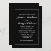 Moderne Minimalistische Schwarze Hochzeit Einladung (Vorne/Hinten)