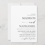 Moderne Minimalistische Schwarze Hochzeit Einladung (Vorderseite)