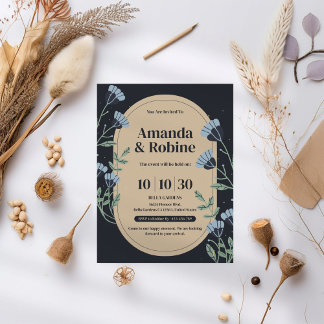 Moderne Minimalistische Schwarze Hochzeit Einladung