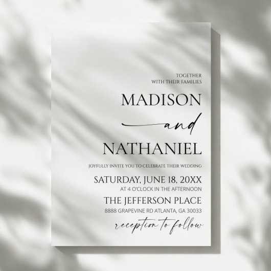 Moderne Minimalistische Schwarze Hochzeit Einladung