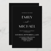 Moderne Minimalistische Schwarze Hochzeit Einladung (Vorne/Hinten)