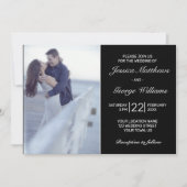 Moderne Minimalistische Schwarze Hochzeit Foto Ein Einladung (Vorderseite)