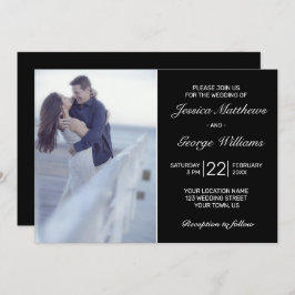 Moderne Minimalistische Schwarze Hochzeit Foto Ein Einladung