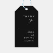 Moderne Minimalistische Schwarze Hochzeit Geschenkanhänger (Vorderseite)