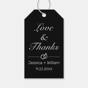 Moderne Minimalistische Schwarze Hochzeit Geschenkanhänger