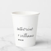 Moderne Minimalistische Schwarze Hochzeit Pappbecher (Vorderseite)