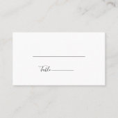 Moderne Minimalistische Schwarze Hochzeit Platzkarte (Vorderseite)