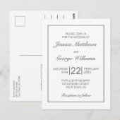 Moderne Minimalistische Schwarze Hochzeit Postkarte (Vorne/Hinten)