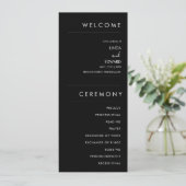 Moderne Minimalistische Schwarze Hochzeit Programm (Stehend Vorderseite)