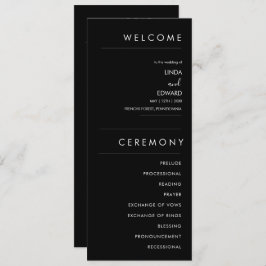 Moderne Minimalistische Schwarze Hochzeit Programm