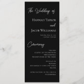 Moderne Minimalistische Schwarze Hochzeit Programm (Vorderseite)