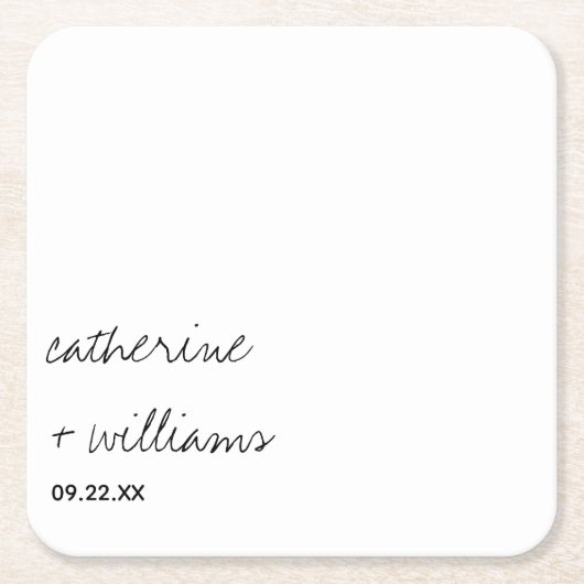 Moderne Minimalistische Schwarze Hochzeit Rechteckiger Pappuntersetzer (Vorderseite)