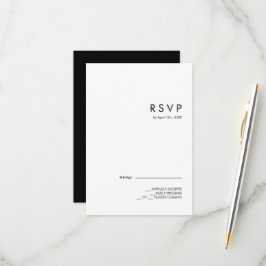 Moderne Minimalistische Schwarze Hochzeit RSVP Karte