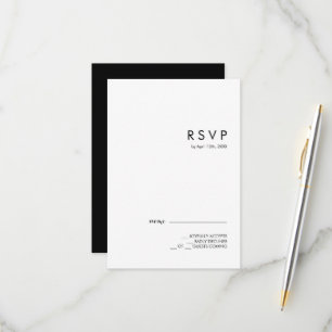 Moderne Minimalistische Schwarze Hochzeit RSVP Karte
