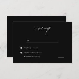 Moderne Minimalistische Schwarze Hochzeit RSVP Karte