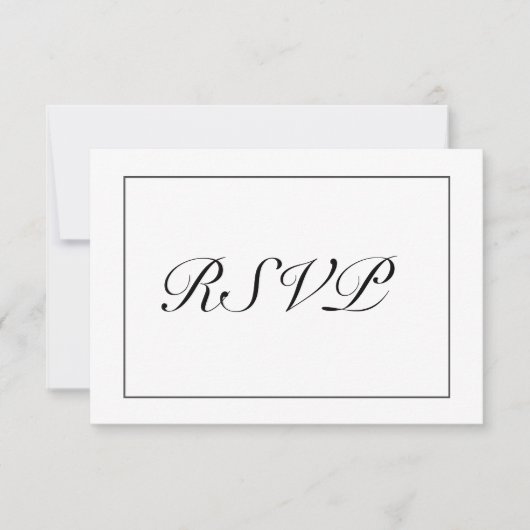 Moderne Minimalistische Schwarze Hochzeit RSVP Karte (Vorderseite)