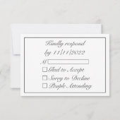 Moderne Minimalistische Schwarze Hochzeit RSVP Karte (Rückseite)