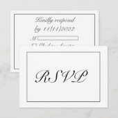 Moderne Minimalistische Schwarze Hochzeit RSVP Karte (Vorne/Hinten)