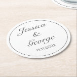 Moderne Minimalistische Schwarze Hochzeit Runder Pappuntersetzer<br><div class="desc">Untersetzer. Stilvolles,  modernes minimales Schwarz-weißes Design mit einem dünnen schwarzen Rahmen. In unserem Shop sind weitere Artikel in diesem Stil erhältlich. Sie können das Design weiter bearbeiten,  die Hintergrundfarbe ändern,  Schriftart hinzufügen und durch Klicken auf den Link "Weiter" den Text anpassen.</div>