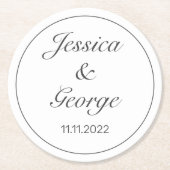 Moderne Minimalistische Schwarze Hochzeit Runder Pappuntersetzer (Vorderseite)