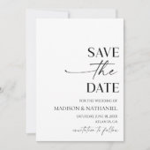 Moderne Minimalistische Schwarze Hochzeit Save The Date (Vorderseite)